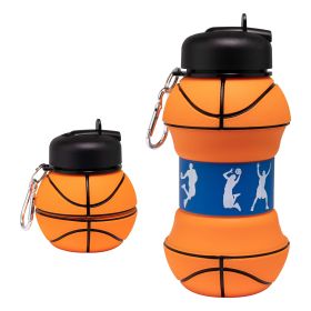 Sports Water Bottle, Silicone Collapsible Spherical Drinking Mug, Leak-proof Squeezable Shockproof, Basketball Soccer Baseball Billiards Volleyball Go (Option: B)